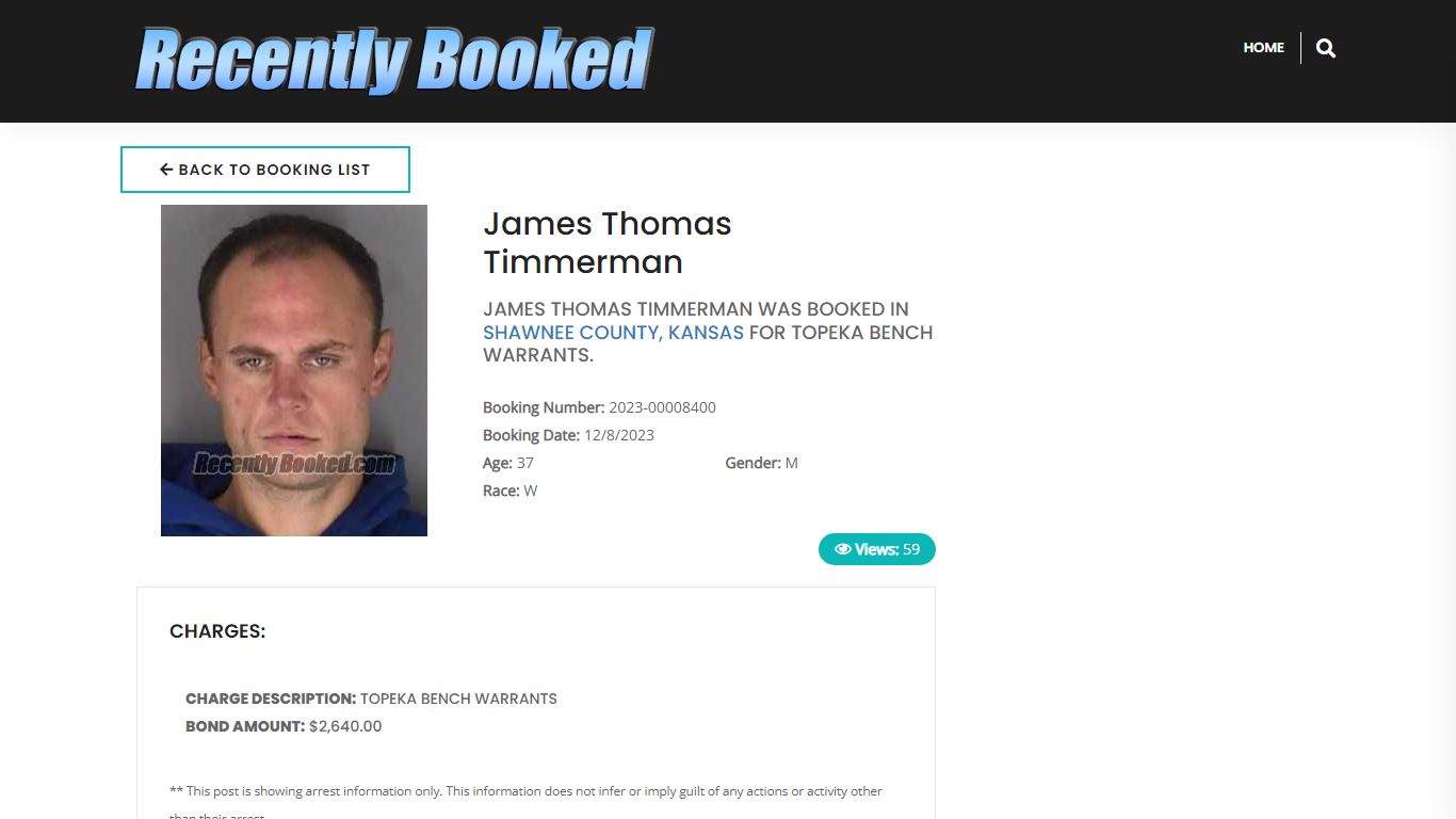 Recent Booking / Mugshot for James Thomas Timmerman in Shawnee County ...